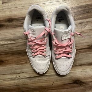 Puma White and Pink Casual Sneakers